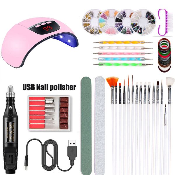 40pcs novice nail suit for manicure kit nail lamp grinding machine file art decoration painting pen suits new
40pcs novice nail suit for manicure kit nail lamp grinding machine file art decoration painting pen suits new