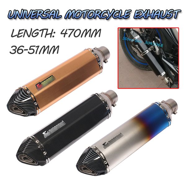 slip on 470mm universal motorcycle exhaust pipe inlet 36~51mm pot echappement moto motorbike escape muffler db killer removable
slip on 470mm universal motorcycle exhaust pipe inlet 36~51mm pot echappement moto motorbike escape muffler db killer removable