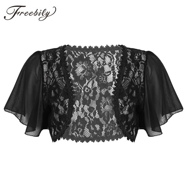 bolero women black white 2019 lace elegant ladies shrug short bell sleeve cropped jacket shrug for wedding evening prom, Black;brown
bolero women black white 2019 lace elegant ladies shrug short bell sleeve cropped jacket shrug for wedding evening prom, Black;brown