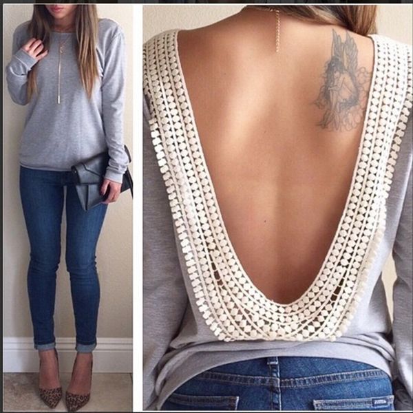 women's long-sleeved women's t-shirt lace lace long-sleeved t-shirt top, White 
women's long-sleeved women's t-shirt lace lace long-sleeved t-shirt top, White