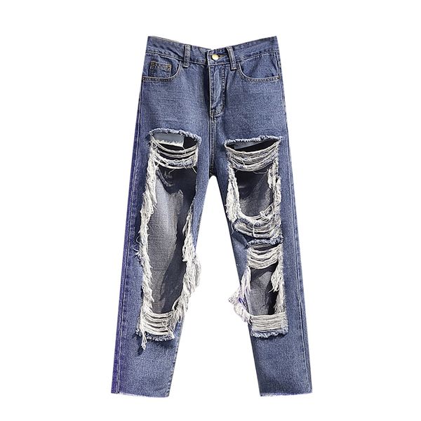 women's jeans fashion women high waist hole female streetwear loose straight denim pants hip hop trousers, Blue
women's jeans fashion women high waist hole female streetwear loose straight denim pants hip hop trousers, Blue
