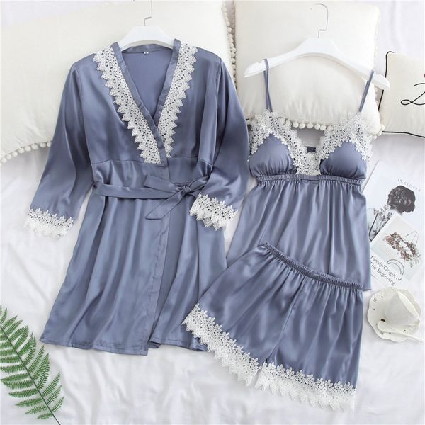faux silk babydoll lace lingerie women spring new 3pcs sleepwear long sleeve home clothing rayon nightwear pajamas suit, Blue;gray
faux silk babydoll lace lingerie women spring new 3pcs sleepwear long sleeve home clothing rayon nightwear pajamas suit, Blue;gray