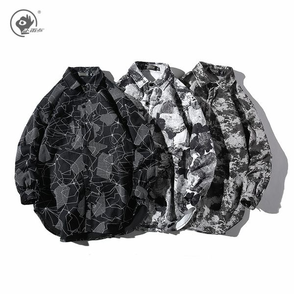 men's casual shirts little rain shirt men long sleeve retro fashion button down plaid floral printed brand clothing couple, White;black
men's casual shirts little rain shirt men long sleeve retro fashion button down plaid floral printed brand clothing couple, White;black