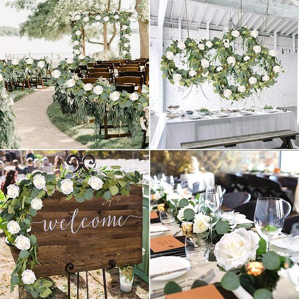 eucalyptus garland (8 pcs white roses among eucalyptus leaves), flower garland for wedding arch backdrop decor, table runner, ba
eucalyptus garland (8 pcs white roses among eucalyptus leaves), flower garland for wedding arch backdrop decor, table runner, ba