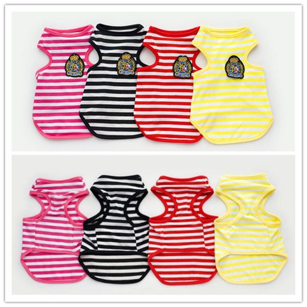 4 colors new fashion cute pet dog cat apparel clothes shirt stripes cotton t-shirt g37 black red rose yellow
4 colors new fashion cute pet dog cat apparel clothes shirt stripes cotton t-shirt g37 black red rose yellow
