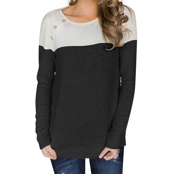 women's t-shirt button decor long sleeves date women t shirt soft loose travel elegant autumn winter crew neck shopping color blocking, White
women's t-shirt button decor long sleeves date women t shirt soft loose travel elegant autumn winter crew neck shopping color blocking, White