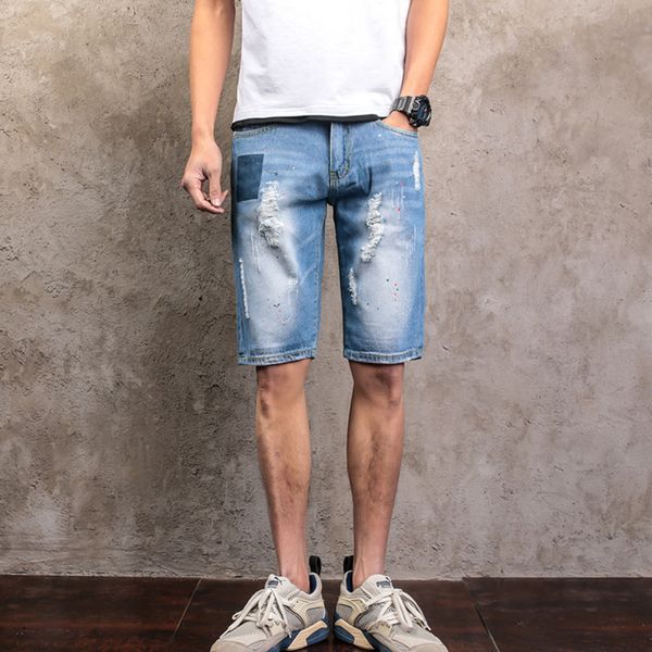 2019 summer thin short jeans men straight short pencil pants hole knee length casual cotton biker moto hip hop denim shorts, Blue
2019 summer thin short jeans men straight short pencil pants hole knee length casual cotton biker moto hip hop denim shorts, Blue