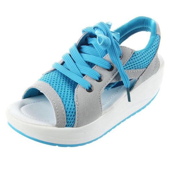 summer new fish head sandals women's shoes slope with platform muffin, Black