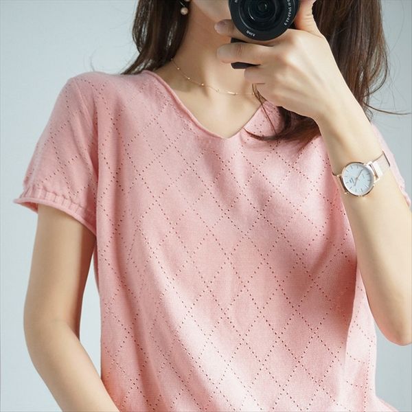 2020 pure cotton hollow headdress underpants headdress short-sleeved female v-neck loose knitted base shirt all-match t-shirt fashion, White
2020 pure cotton hollow headdress underpants headdress short-sleeved female v-neck loose knitted base shirt all-match t-shirt fashion, White