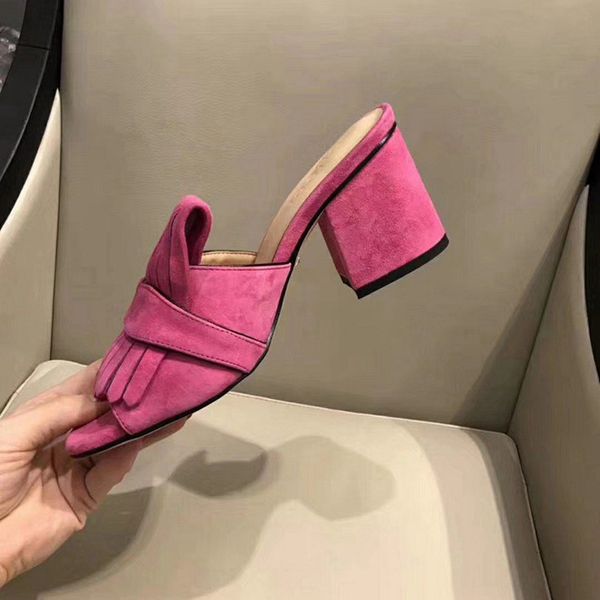 designer-al leather slippers sandals fashionable lady's coarse with high heels 35-42 size, Black
designer-al leather slippers sandals fashionable lady's coarse with high heels 35-42 size, Black