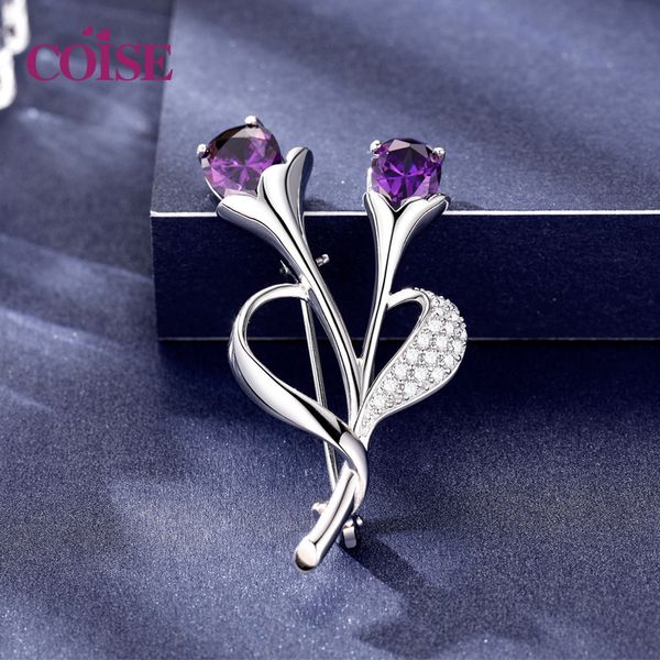 s925 silver tulip fashion brooch, Gray 
s925 silver tulip fashion brooch, Gray