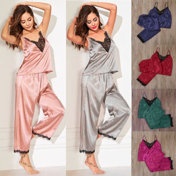 fashion women's pajama sets silk satin sleeveless 2pcs new womens lace sleepwears ladies v-neck nightwears set underwear, Black;red
fashion women's pajama sets silk satin sleeveless 2pcs new womens lace sleepwears ladies v-neck nightwears set underwear, Black;red