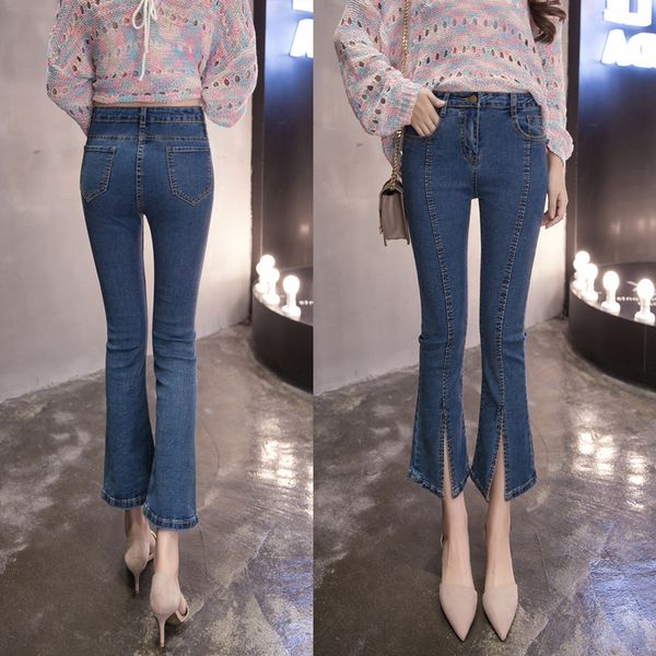 spring summer vintage high elastic jeans women office lady wide leg split denim casual flare pants fashion trousers, Blue
spring summer vintage high elastic jeans women office lady wide leg split denim casual flare pants fashion trousers, Blue