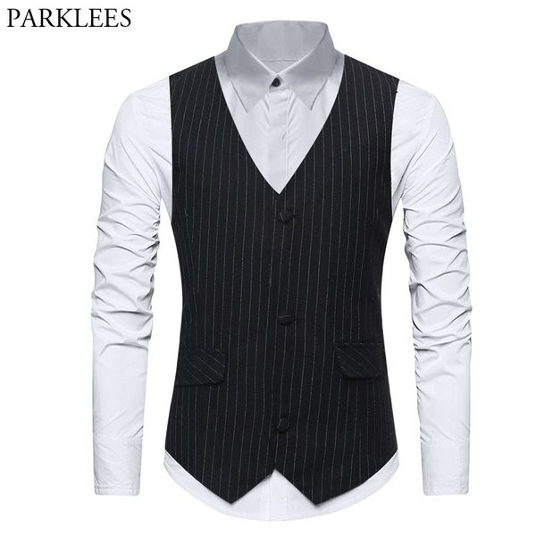mens classic stripes vintage suit vest men sleeveless business work waistcoat men casual slim fit single breasted chaleco hombre, Black;white
mens classic stripes vintage suit vest men sleeveless business work waistcoat men casual slim fit single breasted chaleco hombre, Black;white