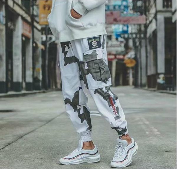 men designer camouflage cargo pants fashion embroidery panelled pants hip pop style drawstring long pants, Black
men designer camouflage cargo pants fashion embroidery panelled pants hip pop style drawstring long pants, Black
