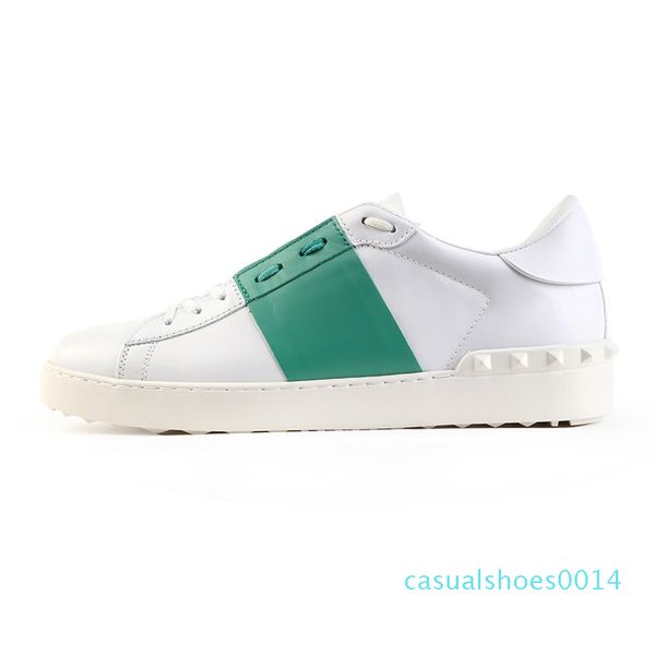 luxury designer shoes platform men women rivet sliver black green pink stripe leather casual shoe c14
luxury designer shoes platform men women rivet sliver black green pink stripe leather casual shoe c14