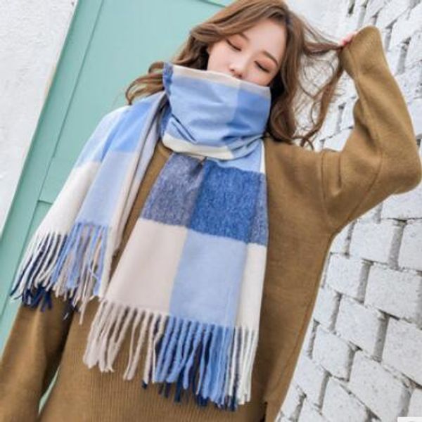 the new big plaid scarves han edition winter of female joker imitation cashmere shawl amphibious long double-sided warm scarf, Blue;gray
the new big plaid scarves han edition winter of female joker imitation cashmere shawl amphibious long double-sided warm scarf, Blue;gray