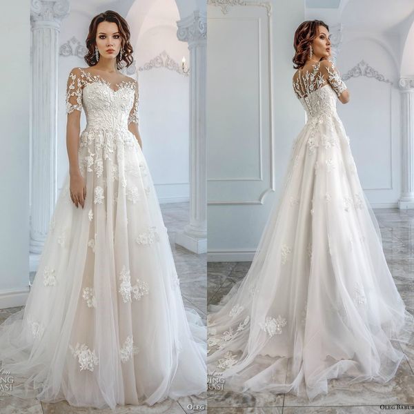 oleg baburow 2019 wedding dresses short sleeves lace appliques tulle plus size bridal gowns beach bohemian robe de mariée, White
oleg baburow 2019 wedding dresses short sleeves lace appliques tulle plus size bridal gowns beach bohemian robe de mariée, White