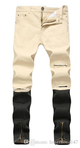 high street style mans slim jeans fit biker denim for men fashion designer hole zipper mens straight jeans patch pants clothes, Blue
high street style mans slim jeans fit biker denim for men fashion designer hole zipper mens straight jeans patch pants clothes, Blue