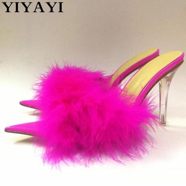 clear high heel feather slippers women fashion mules patent leather pointed toe summer shoes elegant pink outdoor home slippers, Black
clear high heel feather slippers women fashion mules patent leather pointed toe summer shoes elegant pink outdoor home slippers, Black
