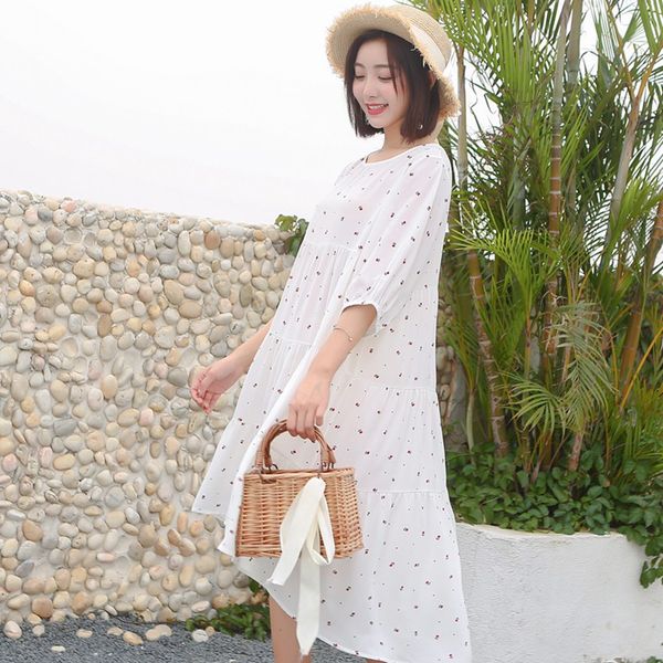 new korean version of maternity dress summer new thin floral chiffon dress fashion pregnancy skirt, White
new korean version of maternity dress summer new thin floral chiffon dress fashion pregnancy skirt, White