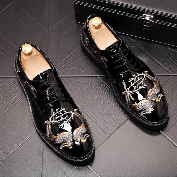 luxury men black dress shoes fashion round toe british patent leather derby shoes man deer embroidered office 38-44
luxury men black dress shoes fashion round toe british patent leather derby shoes man deer embroidered office 38-44