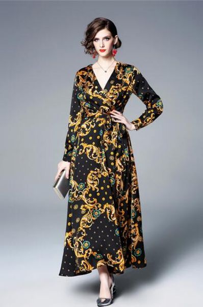 european station new spring and summer women's v-neck long-sleeved slim slimming print dress, Black;gray
european station new spring and summer women's v-neck long-sleeved slim slimming print dress, Black;gray
