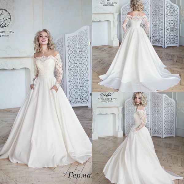 modest bohemian wedding dresses lace appliqued sweep train satin off shoulder boho wedding dress with pocket custom beach robes de mariée, White
modest bohemian wedding dresses lace appliqued sweep train satin off shoulder boho wedding dress with pocket custom beach robes de mariée, White