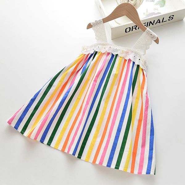girls party dress new kids dresses girls striped clothing sling lace casual children girl dress vestido baby clothes, Red;yellow
girls party dress new kids dresses girls striped clothing sling lace casual children girl dress vestido baby clothes, Red;yellow