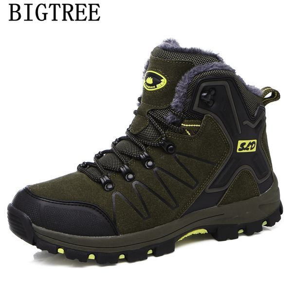 high sneakers winter shoes men mountaineering mens shoes casual men short plush, Black
