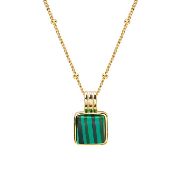 inalis new unique design chain necklace 925 sterling silver square malachite pendant real gold plated fine jewelry for women
inalis new unique design chain necklace 925 sterling silver square malachite pendant real gold plated fine jewelry for women
