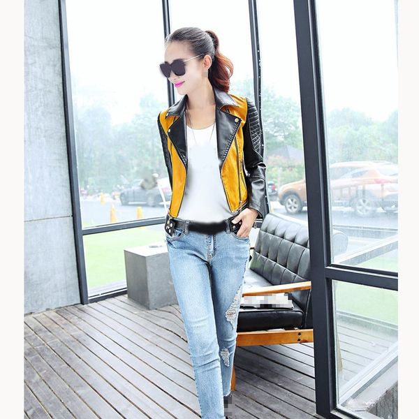 autumn women motorcycle pu leather jacket patchwork color zipper pu coat plus size biker coat outwear, Black
autumn women motorcycle pu leather jacket patchwork color zipper pu coat plus size biker coat outwear, Black