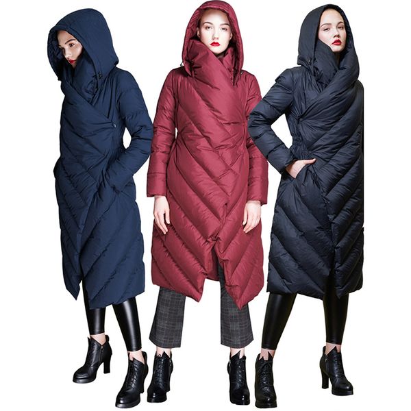 new women hooded down coats femael solid long thick jackets white duck down coats asymmetric long sleeve outerwear high street, Black
new women hooded down coats femael solid long thick jackets white duck down coats asymmetric long sleeve outerwear high street, Black