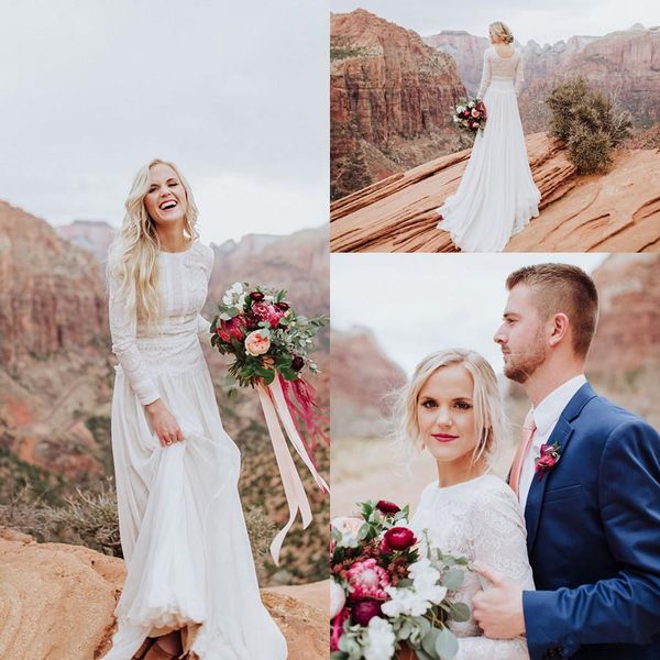 country boho 2020 wedding gowns lace appliques long sleeve wedding dresses robe de mariee bridal gowns, White 
country boho 2020 wedding gowns lace appliques long sleeve wedding dresses robe de mariee bridal gowns, White