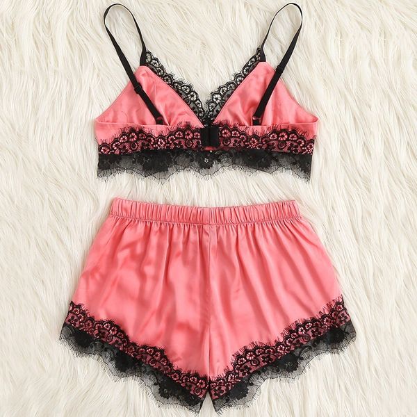 women new spaghetti lace pajama set summer shorts sets sleepwear satin pajama cami + shorts, Black;red
women new spaghetti lace pajama set summer shorts sets sleepwear satin pajama cami + shorts, Black;red