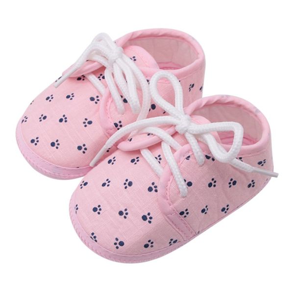 Baby Boy Girl Shoes First Walker Small Footprint Printing Lace Casual Shoes Non-slip Breathable Baby
