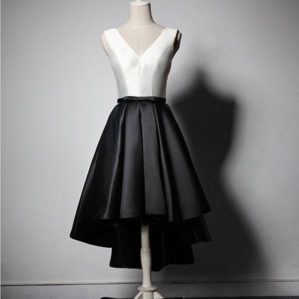 ht6175 elegant black homecoming dresses v neck high low women party dresses sleeveless 2020 new, White;black
ht6175 elegant black homecoming dresses v neck high low women party dresses sleeveless 2020 new, White;black