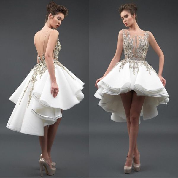 new designer bohemian lace short wedding dresses tiered tulle sheer neck backless bridal gowns robe de mariee, White
new designer bohemian lace short wedding dresses tiered tulle sheer neck backless bridal gowns robe de mariee, White