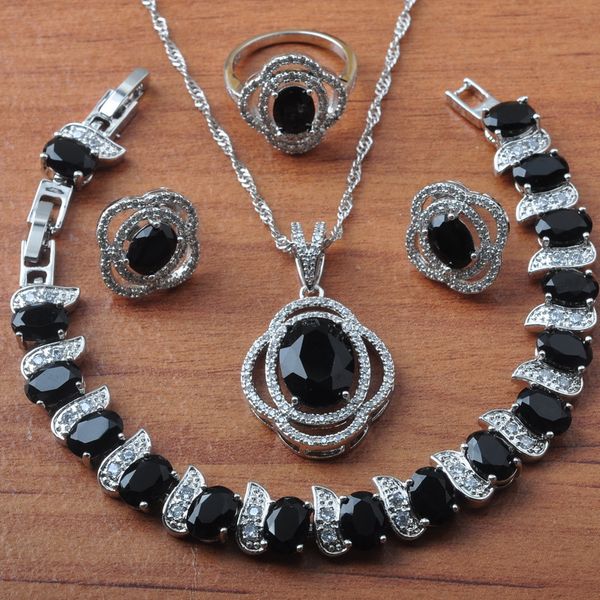 unusual black zirconia 925 silver jewelry sets women wedding jewelry earrings necklace set ring bracelet christmas gift js0640
unusual black zirconia 925 silver jewelry sets women wedding jewelry earrings necklace set ring bracelet christmas gift js0640
