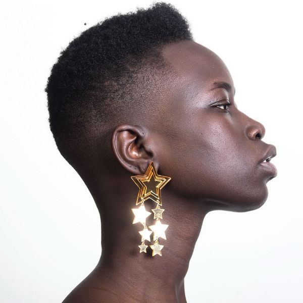 selling gold mirror acrylic multi-layer size five-pointed star earrings ear stud, Silver
selling gold mirror acrylic multi-layer size five-pointed star earrings ear stud, Silver