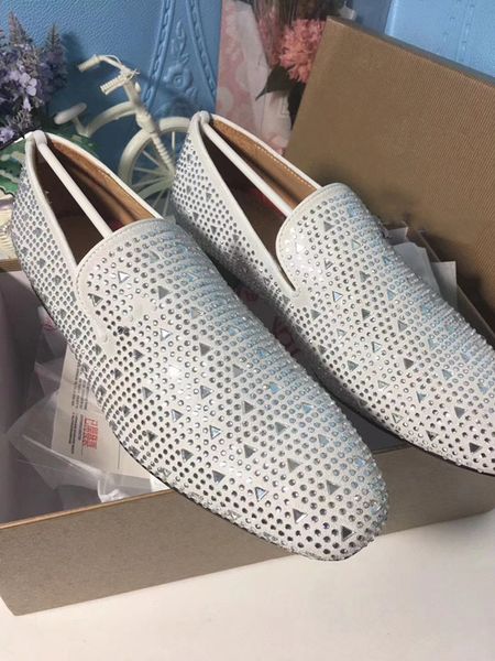 brand red bottom loafers luxury party wedding shoes designer white with drill suede dress shoes for mens slip on flats wedding party, Black
brand red bottom loafers luxury party wedding shoes designer white with drill suede dress shoes for mens slip on flats wedding party, Black