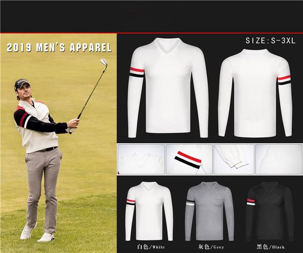 z 2019 men's golf apparel men's long-sleeved sweater breathable golf apparel, Black;blue