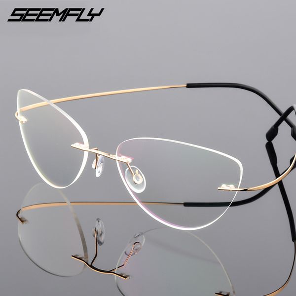 seemfly cat eye frameless glasses frame women men rimless eyeglasses female male anti blue light eyewear metal spectacles, Black
seemfly cat eye frameless glasses frame women men rimless eyeglasses female male anti blue light eyewear metal spectacles, Black