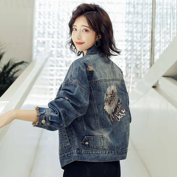 new korean vintage frayed tassel patchwork jean jacket women 2019 new casual loose ripped hole denim jacket basic coat, Black;brown
new korean vintage frayed tassel patchwork jean jacket women 2019 new casual loose ripped hole denim jacket basic coat, Black;brown