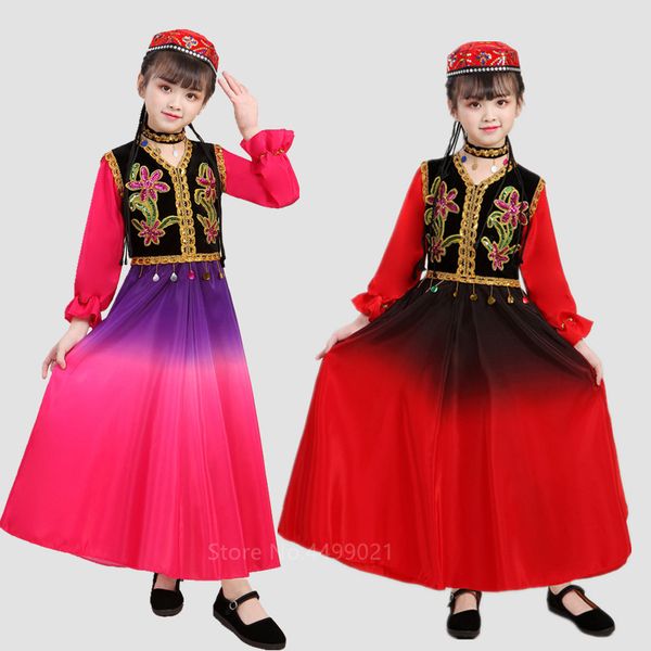 children uygur dance costumes kazakh kids folk dress baby girl boy xinjiang chinese yangko performance clothing minority outfits, Black;red
children uygur dance costumes kazakh kids folk dress baby girl boy xinjiang chinese yangko performance clothing minority outfits, Black;red