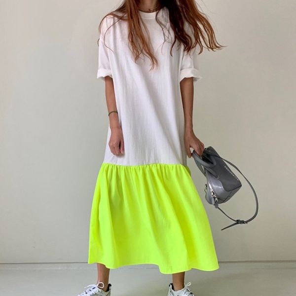 summer designer dress 3 colors loose long dresses short sleeve contrast colors panalled casual t shirt dress, Black;gray
summer designer dress 3 colors loose long dresses short sleeve contrast colors panalled casual t shirt dress, Black;gray