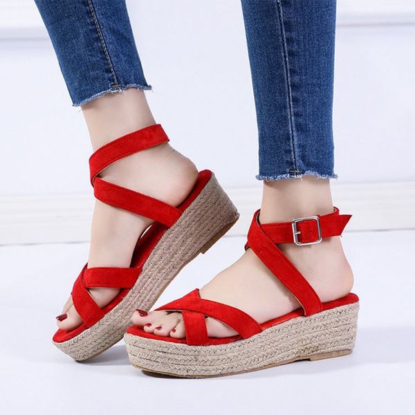 women's ankle strap wedge sandals ladies buckle peep toe high heel female pu leather casual platform woman fashion shoes 2020, Black
women's ankle strap wedge sandals ladies buckle peep toe high heel female pu leather casual platform woman fashion shoes 2020, Black