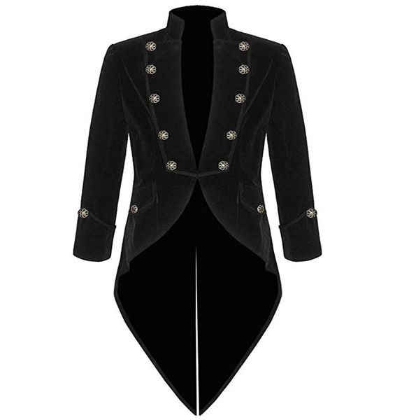 men's velvet long tailcoat jacket steampunk halloween cosplay costume victorian gothic coat stand collar overcoat for casual, White;black
men's velvet long tailcoat jacket steampunk halloween cosplay costume victorian gothic coat stand collar overcoat for casual, White;black