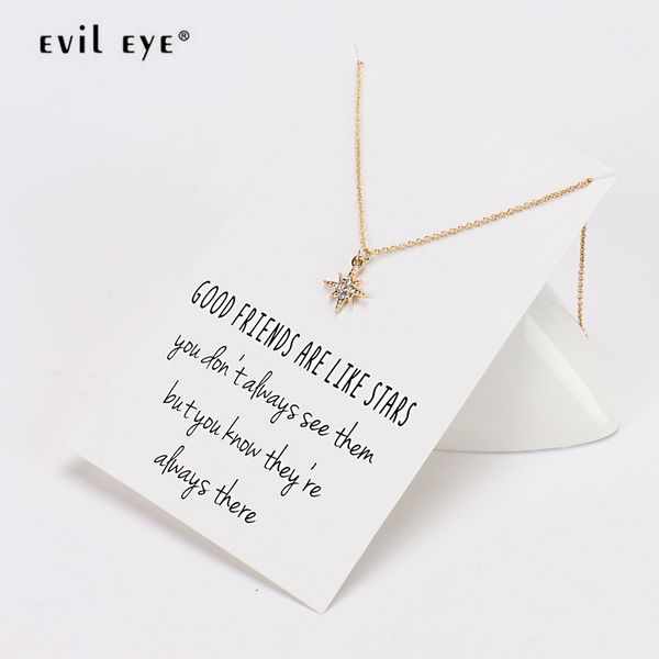 evil eye gold shine star charms statement necklaces gold sliver wish card for men women warrior jewelry link chain cn13, Silver