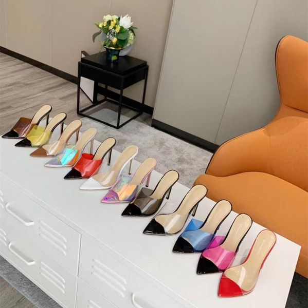 2020 summer splice pointed stilettos transparent shallow mouth single shoe cool slipper, Black 
2020 summer splice pointed stilettos transparent shallow mouth single shoe cool slipper, Black